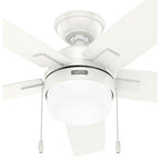 Hunter 52774 Fresh White 44 Inch Anisten Fresh White Ceiling Fan With Led Light Kit And Pull Chain Image 5