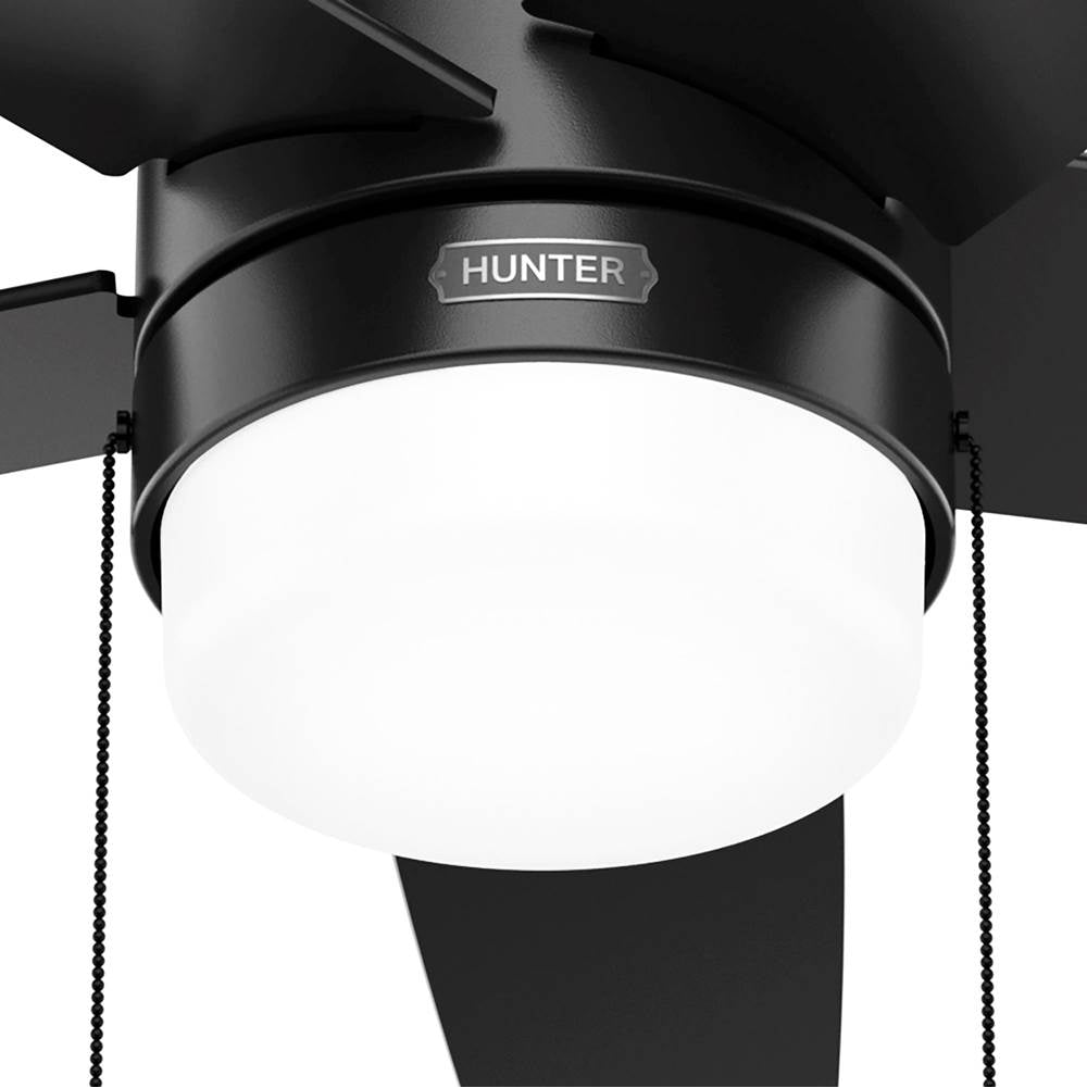 Hunter Bardot 44 Inch Bardot Matte Black Ceiling Fan With Led Light Kit And Pull Chain