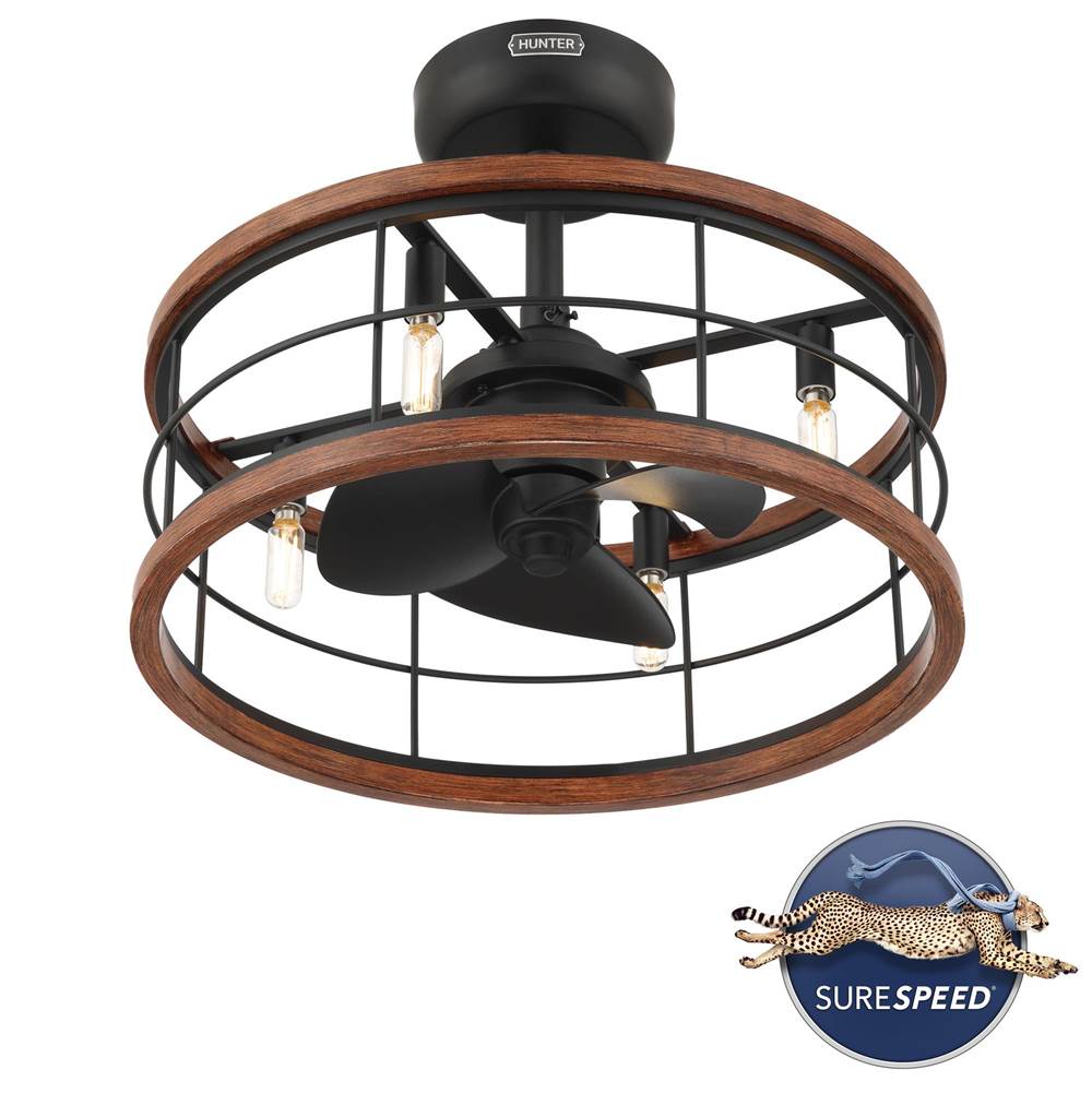 Hunter  22 In Bridgette Fandelier - Matte Black