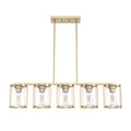 Hunter 48014 Alturas Gold Astwood Alturas Gold With Clear Glass 5 Light Chandelier Ceiling Light Fixture Image 1