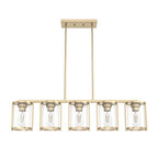 Hunter 48014 Alturas Gold Astwood Alturas Gold With Clear Glass 5 Light Chandelier Ceiling Light Fixture Image 1