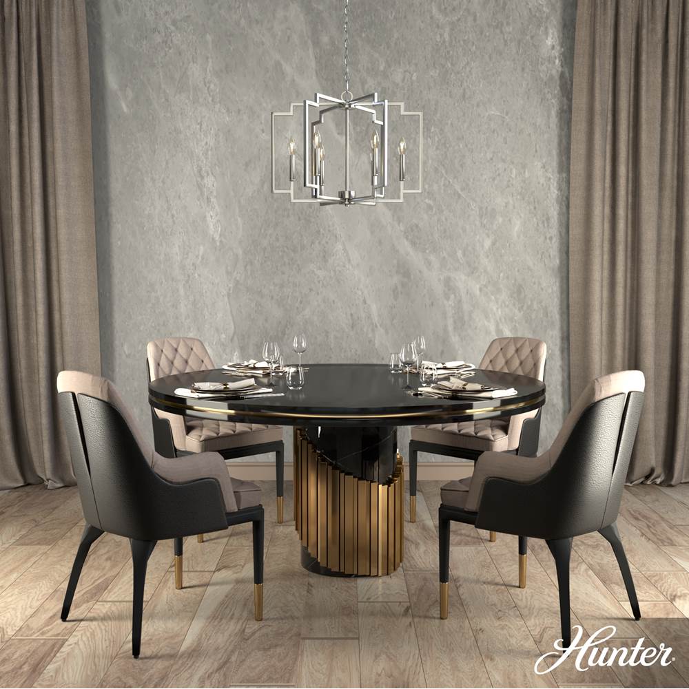 Hunter 19573 Brushed Nickel Zoanne 6 Light Chandelier 24 Inch Image 4