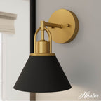 Hunter 13166 Matte Black Carrington Isle Matte Black And Luxe Gold 1 Light Sconce Wall Light Fixture Image 6