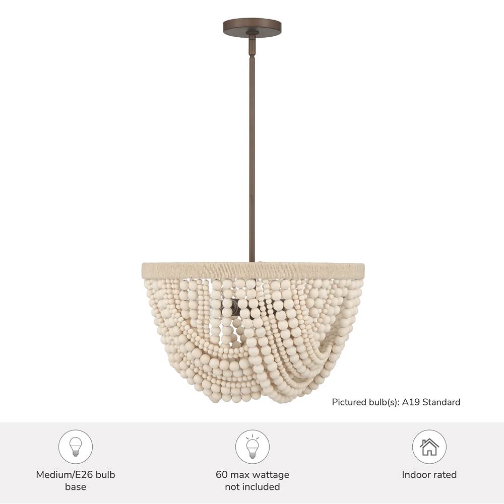 Hunter 48190 Matte Bronze Autumndale 4 Light Large Pendant Image 3
