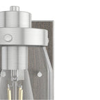 Hunter Devon Park Devon Park Brushed Nickel And Grey Wood With Clear Glass 1 Light Sconce Wall Light Fixture