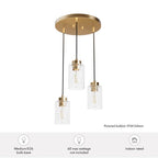 Hunter 13063 Alturas Gold Hartland Alturas Gold With Seeded Glass 3 Light Cluster Ceiling Light Fixture Image 3