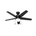 Hunter 52492 Matte Black 44 Inch Bardot Matte Black Ceiling Fan With Led Light Kit And Pull Chain Image 1