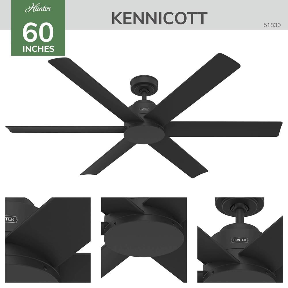 Hunter 51830 Matte Black 60in Kennicott - Matte Black Image 6