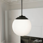 Hunter 19849 Matte Black Hepburn Matte Black With Cased White Glass 1 Light Pendant Ceiling Light Fixture Image 5
