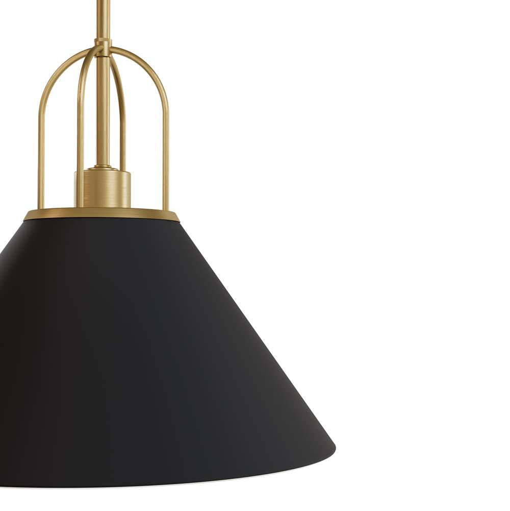 Hunter Carrington Isle Hunter Carrington Isle Flat Matte Black And Luxe Gold 1 Light Pendant Ceiling Light Fixture
