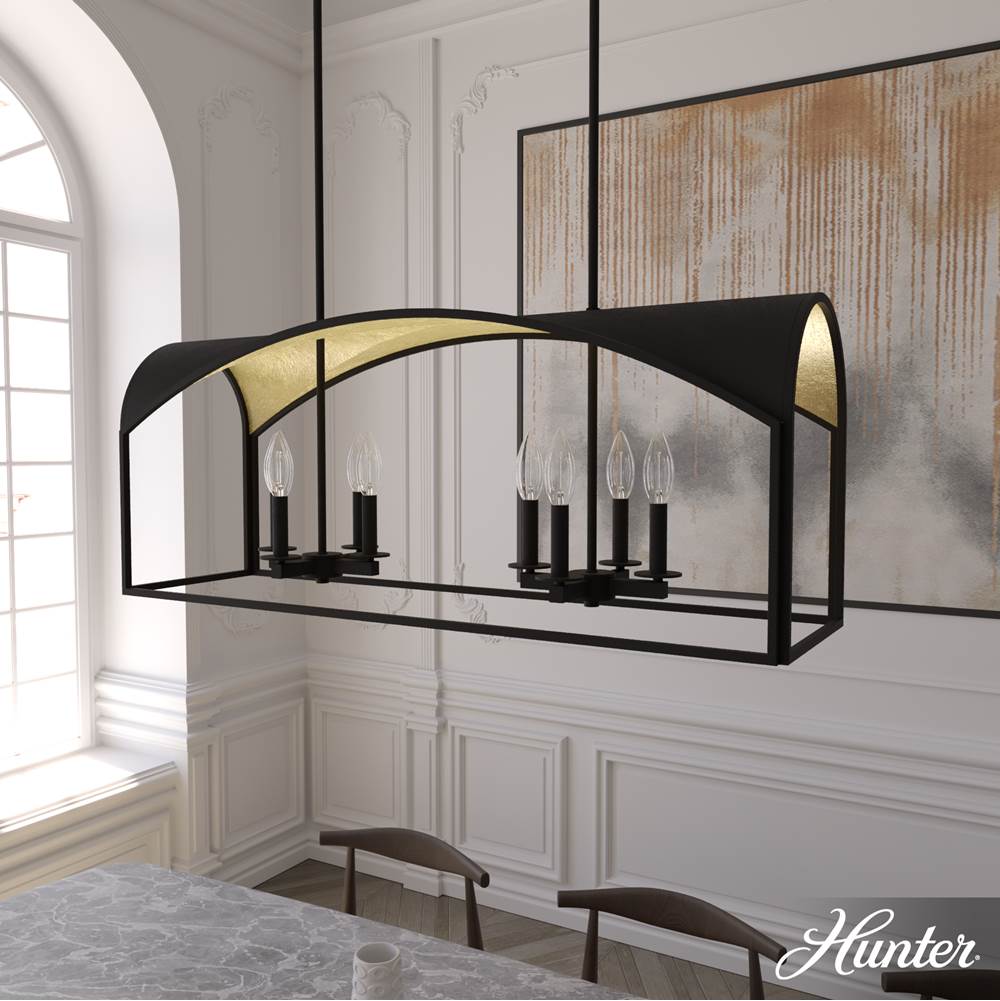 Hunter 19731 Natural Iron Hunter Dukestown Natural Iron And Gold Leaf 8 Light Chandelier Ceiling Light Fixture Image 6
