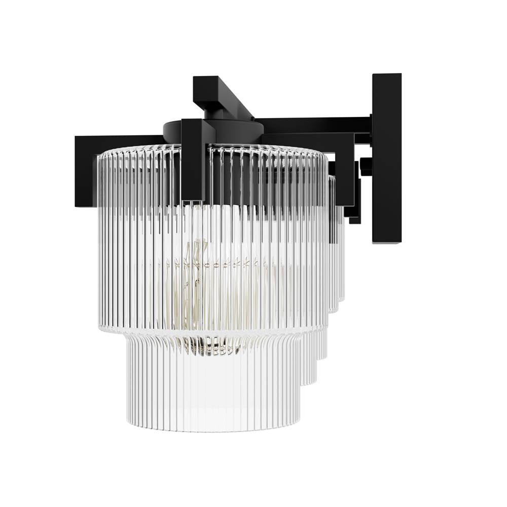 Hunter Ontario Matte Black With Clear Glass 3 Light Bathroom Vanity Wall Light Fixture