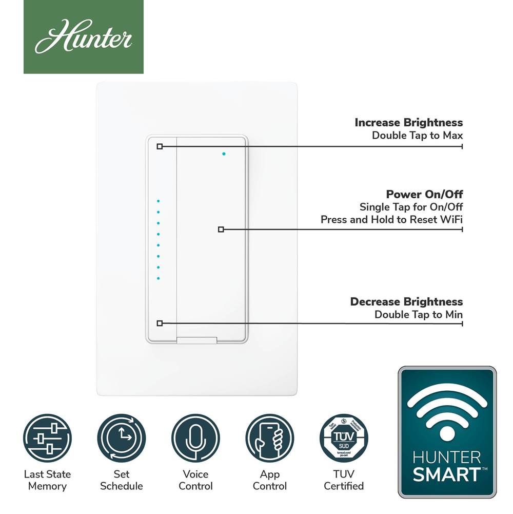 Hunter 99984 Fresh White Huntersmart Dimmer Switch Image 4
