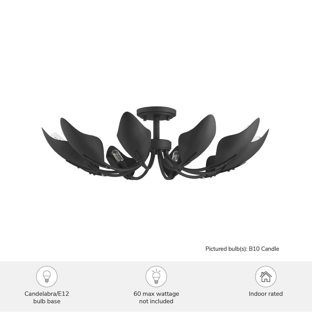 Hunter 48220 Matte Black Hunter Juneway Matte Black 10 Light Large Flush Mount Ceiling Light Fixture Image 5