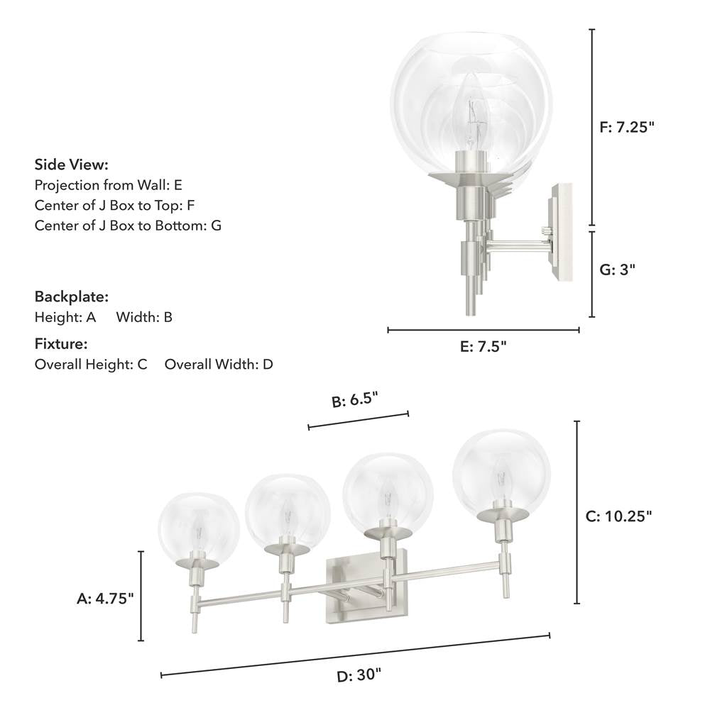 Hunter 19766 Brushed Nickel Xidane 4 Light Vanity Image 2