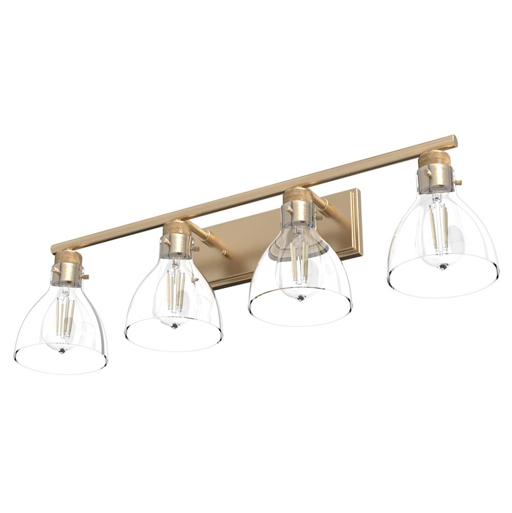Hunter 48039 Alturas Gold Van Nuys Alturas Gold With Clear Glass 4 Light Vanity Wall Light Fixture Image 7