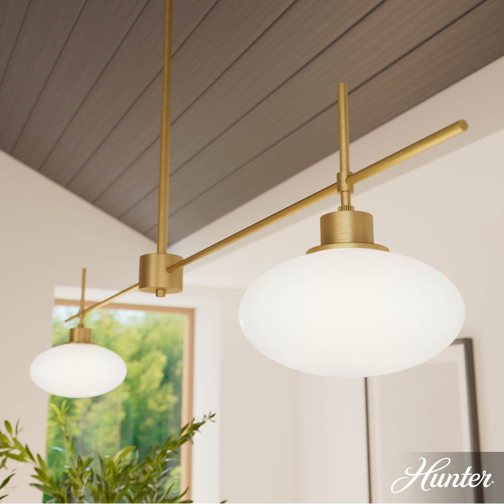 Hunter 13192 Luxe Gold Getty Luxe Gold With Cased White Glass 2 Light Chandelier Ceiling Light Fixture Image 4