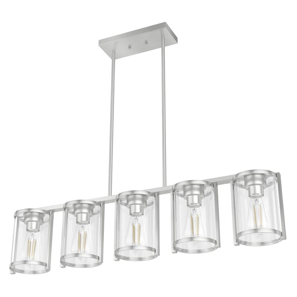 Hunter 48012 Brushed Nickel Astwood Brushed Nickel With Clear Glass 5 Light Chandelier Ceiling Light Fixture Image 7