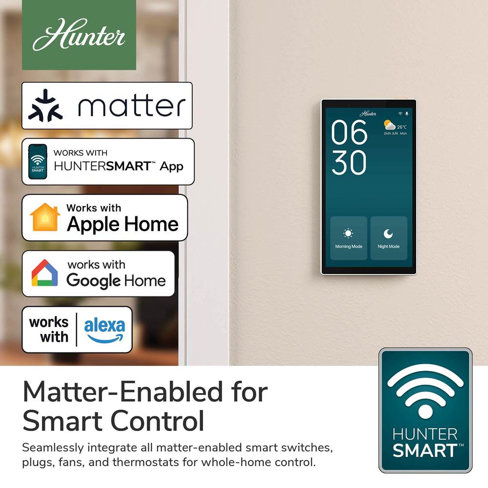 Hunter 99982 Fresh White Huntersmart Smart Wall Panel Image 3