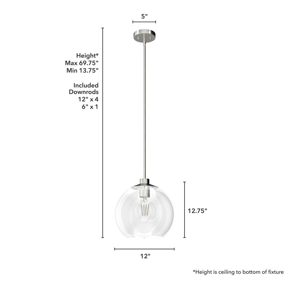 Hunter 19754 Brushed Nickel Xidane Medium Pendant 12 Inch Image 2