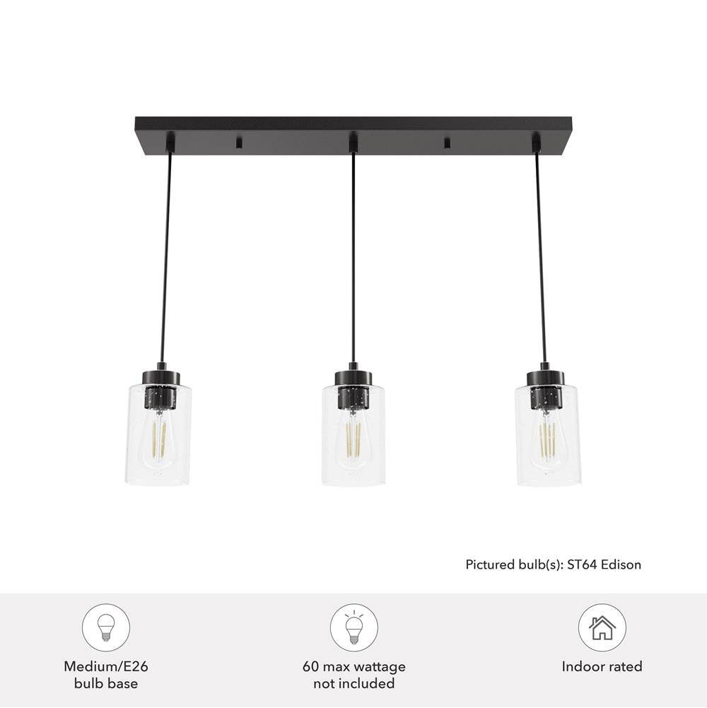 Hunter 13070 Noble Bronze Hartland Noble Bronze With Seeded Glass 3 Light Cluster Ceiling Light Fixture Image 3