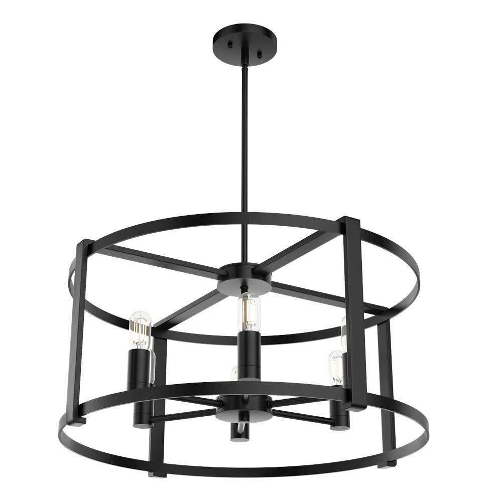Hunter 19001 Matte Black Astwood 6 Light Chandelier Large Image 1