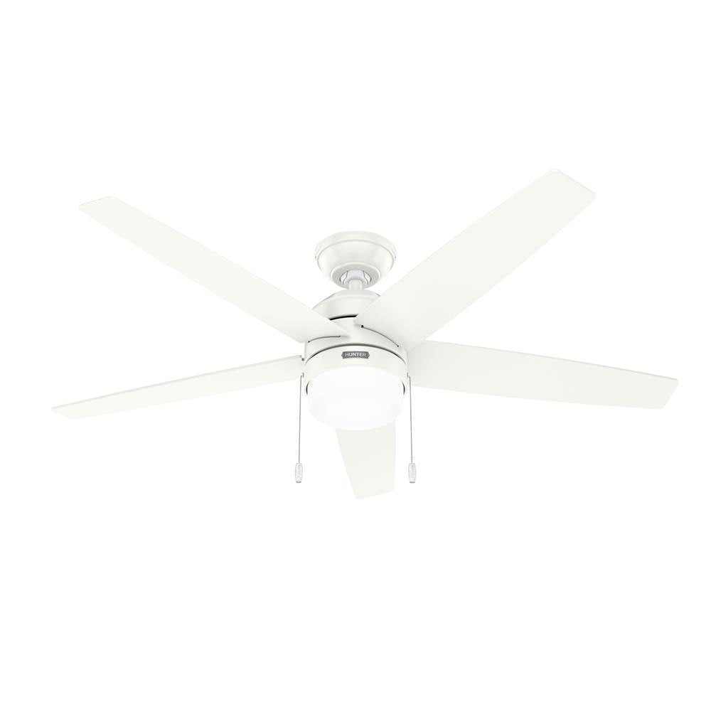 Hunter 52493 Fresh White 52 Inch Bardot Fresh White Ceiling Fan With Led Light Kit And Pull Chain Image 1