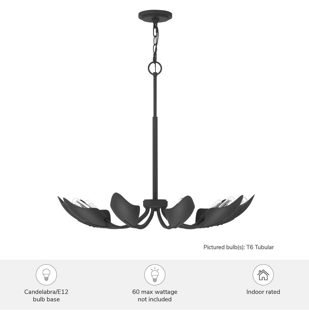 Hunter 48222 Matte Black Hunter Juneway Matte Black 10 Light Medium Chandelier Ceiling Light Fixture Image 6