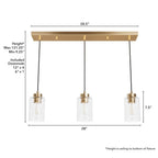 Hunter 13069 Alturas Gold Hartland Alturas Gold With Seeded Glass 3 Light Cluster Ceiling Light Fixture Image 4