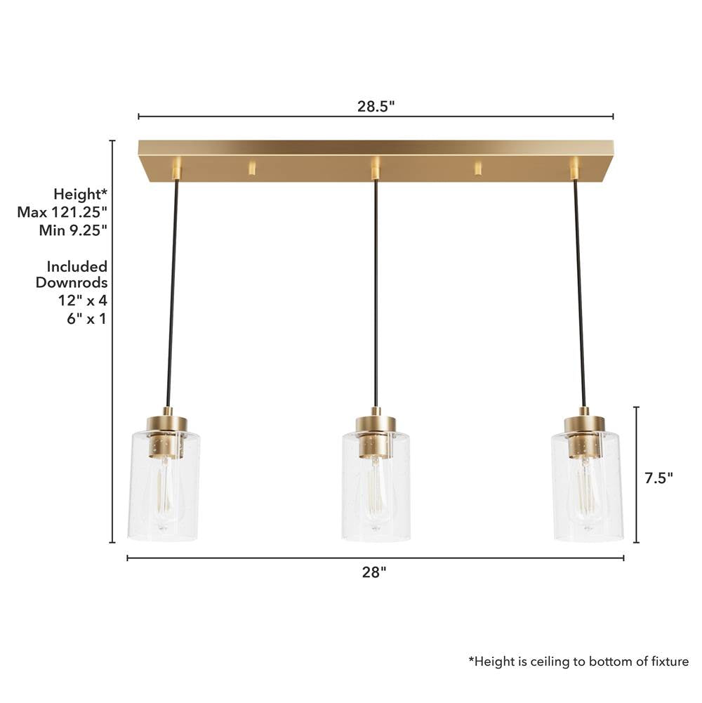 Hunter 13069 Alturas Gold Hartland Alturas Gold With Seeded Glass 3 Light Cluster Ceiling Light Fixture Image 4