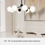 Hunter 19870 Matte Black Hepburn Matte Black With Cased White Glass 8 Light Chandelier Ceiling Light Fixture Image 2