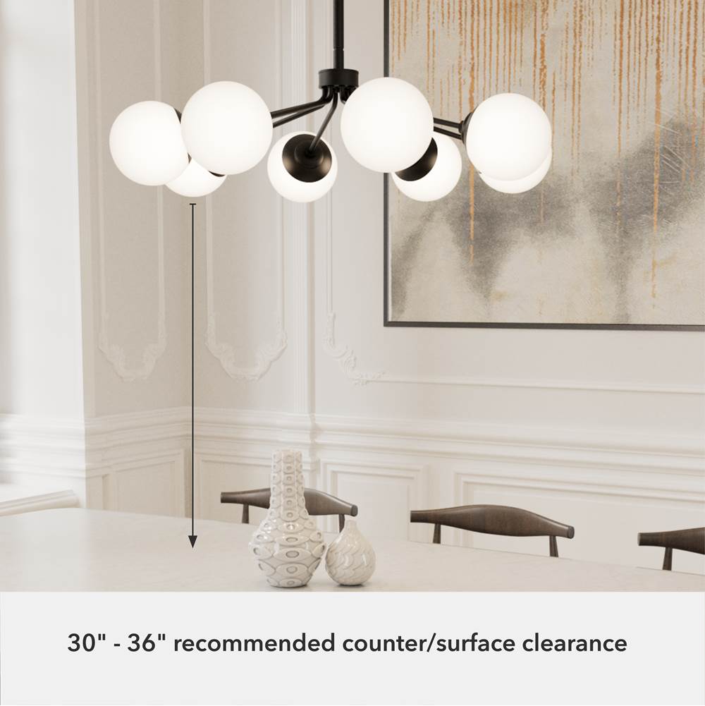 Hunter 19870 Matte Black Hepburn Matte Black With Cased White Glass 8 Light Chandelier Ceiling Light Fixture Image 2
