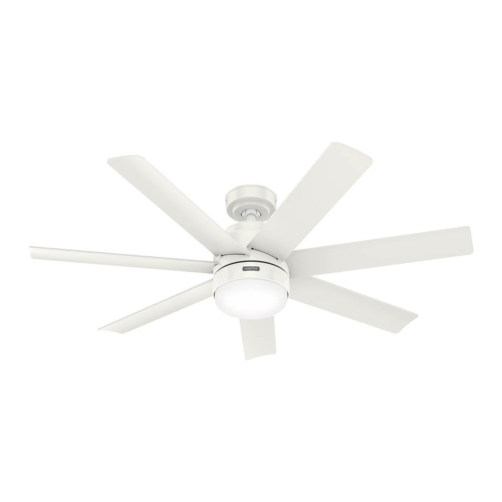 Hunter 52375 Fresh White 52 Inch Brazos Fresh White Damp Rated Ceiling Fan With Led Light Kit And Handheld Remote Image 1