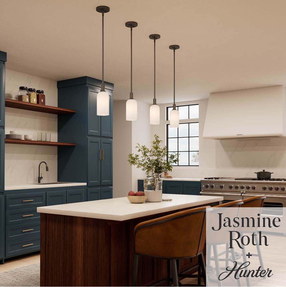 Hunter 13246 Matte Bronze Beverly Glen Jasmine Roth 1 Light Mini 4 Inch Pendant Image 2