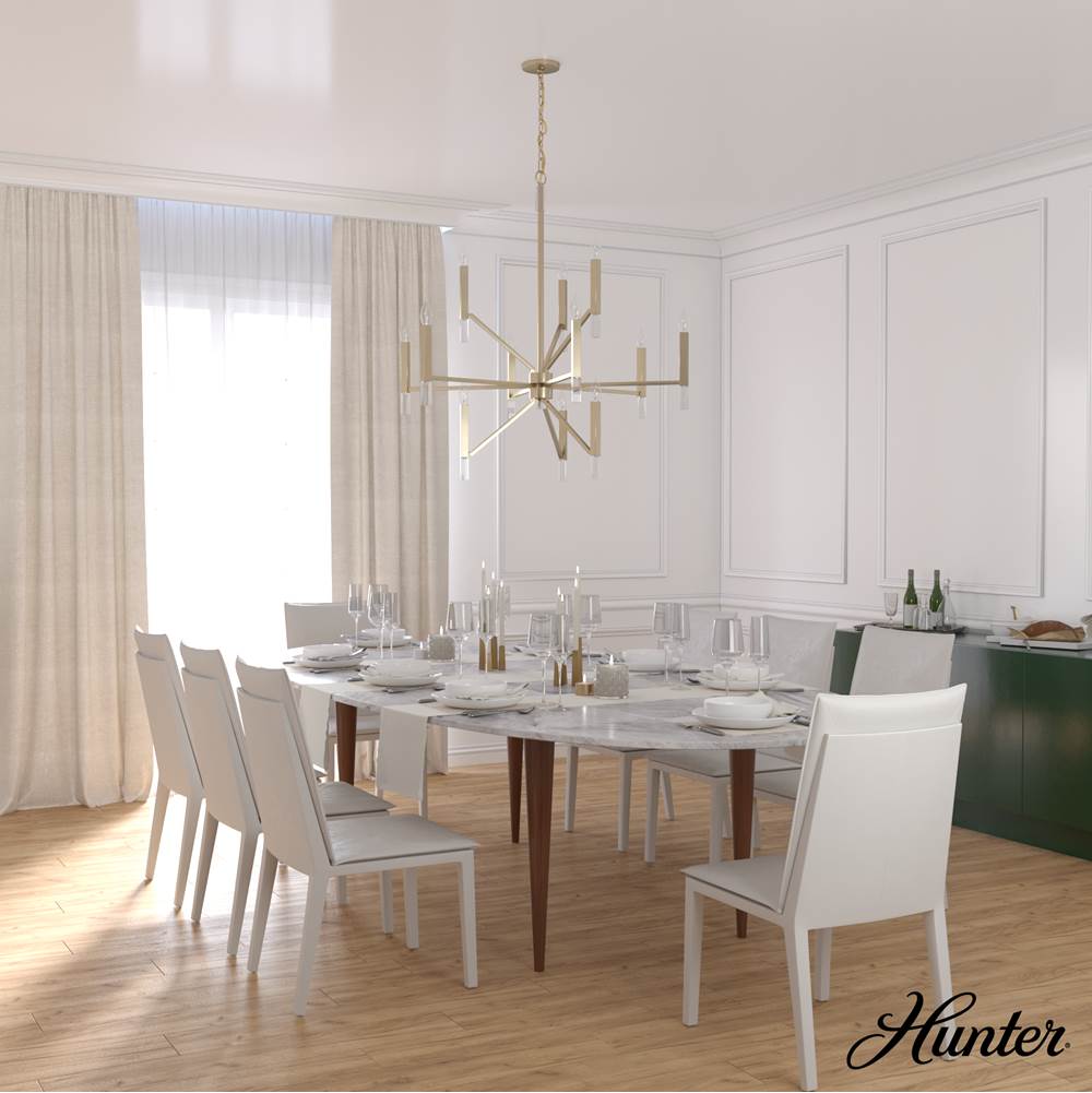 Hunter Sunjai Hunter Sunjai Palm Gold 12 Light Chandelier Ceiling Light Fixture