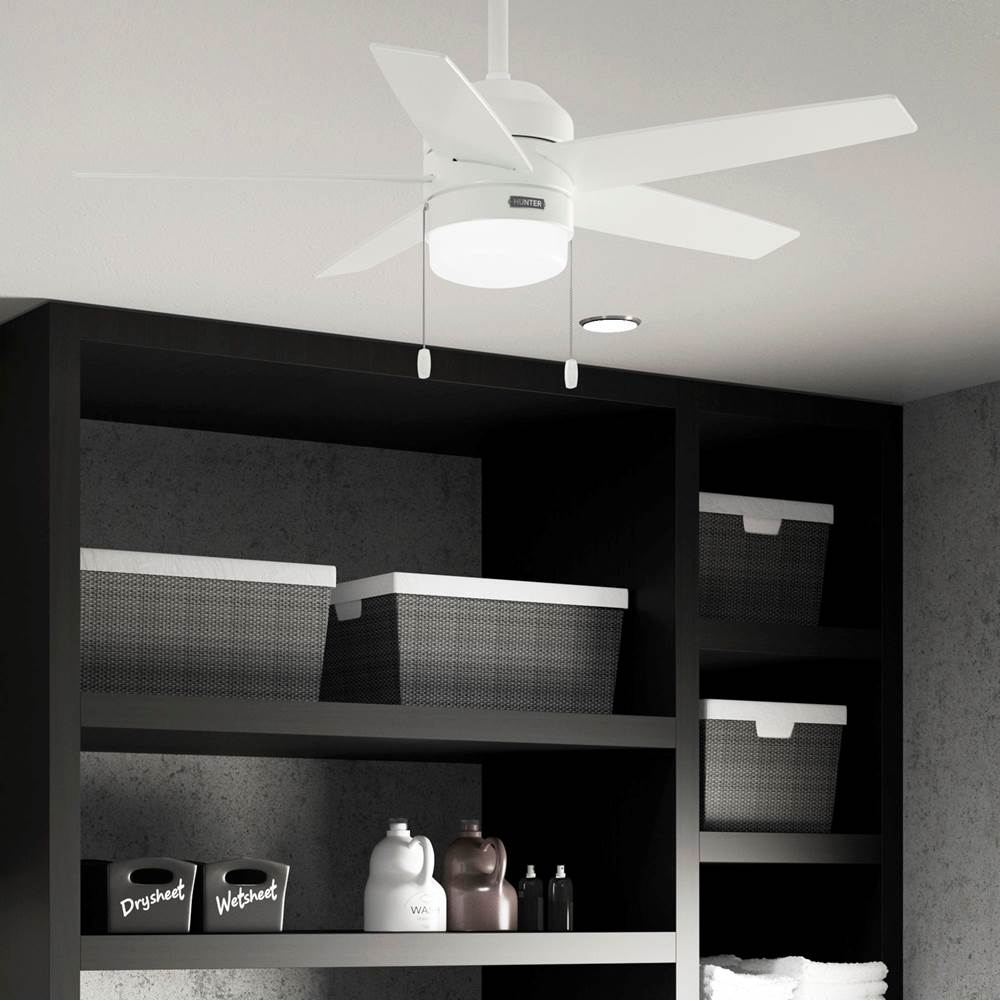 Hunter 52494 Fresh White 44 Inch Bardot Fresh White Ceiling Fan With Led Light Kit And Pull Chain Image 4