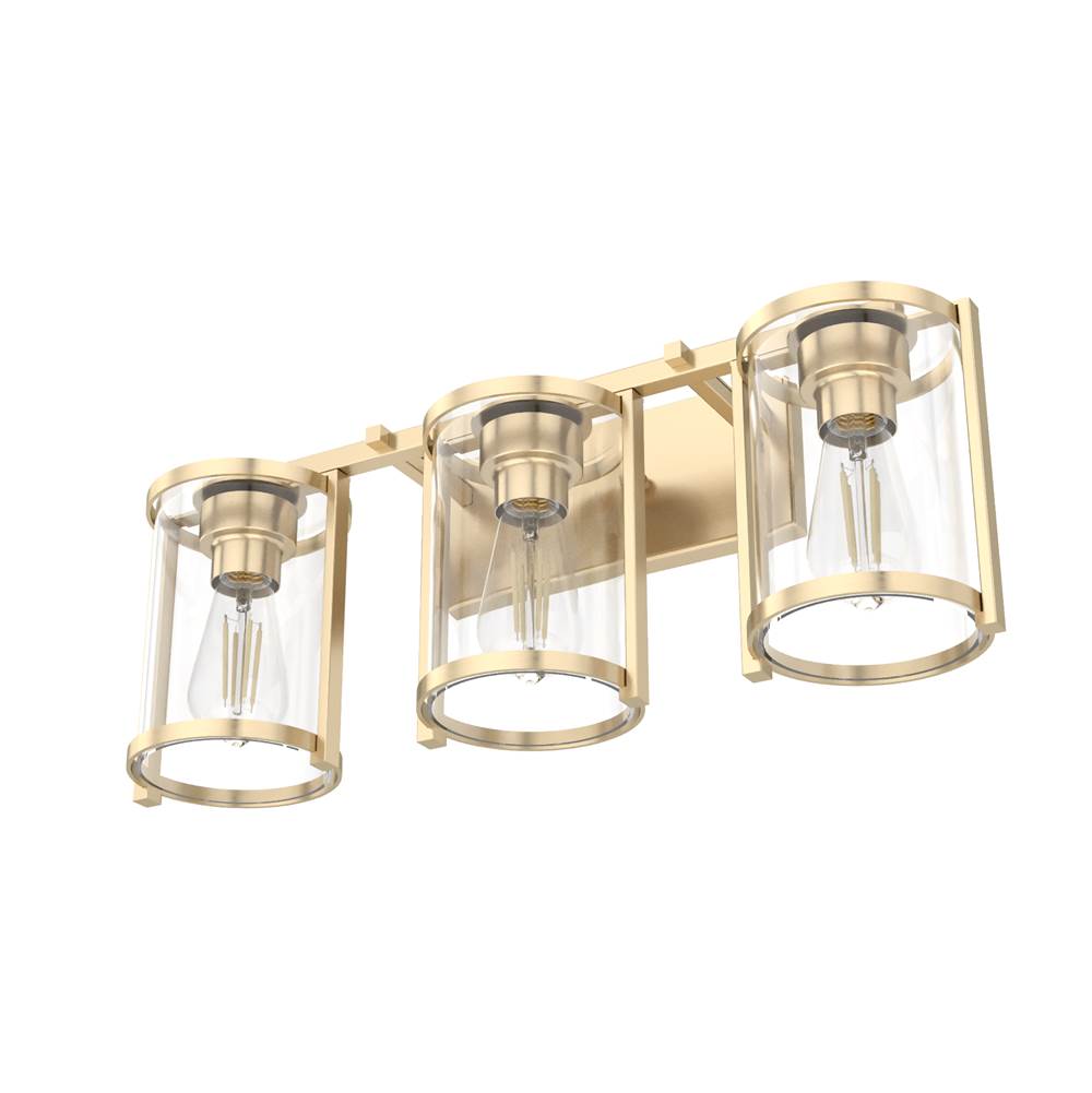 Hunter 48006 Alturas Gold Astwood Alturas Gold With Clear Glass 3 Light Vanity Wall Light Fixture Image 7