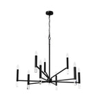 Hunter 45232 Matte Black Sunjai Matte Black 9 Light Chandelier Ceiling Light Fixture Image 1
