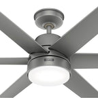 Hunter 51876 Matte Silver 60 Inch Skysail Matte Silver Wet Rated Ceiling Fan With Led Light Kit And Handheld Remote Image 3