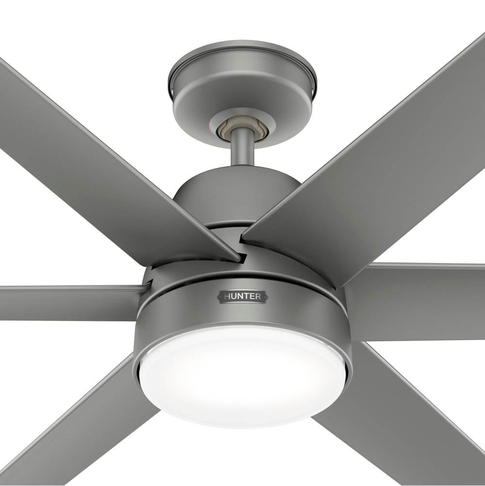 Hunter 51876 Matte Silver 60 Inch Skysail Matte Silver Wet Rated Ceiling Fan With Led Light Kit And Handheld Remote Image 3