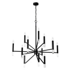 Hunter 45230 Matte Black Sunjai Matte Black 12 Light Chandelier Ceiling Light Fixture Image 1