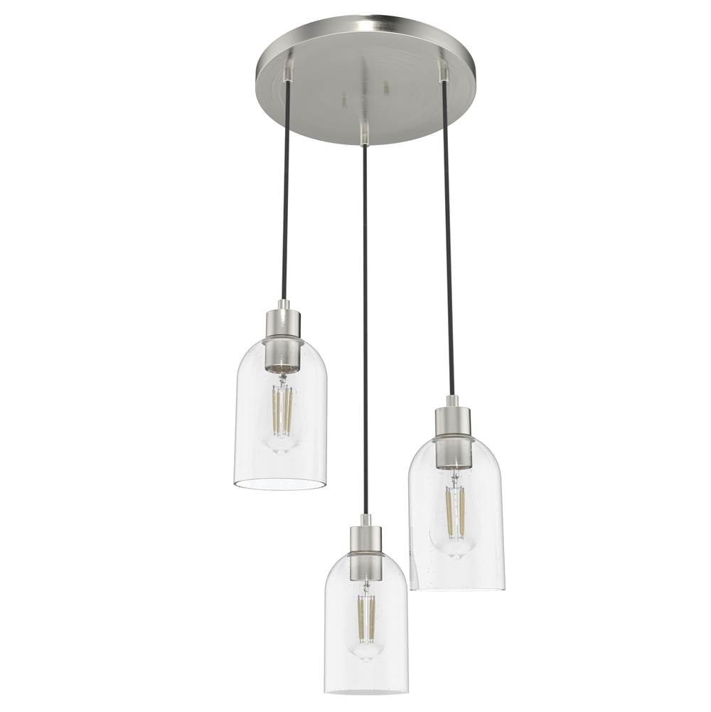 Hunter 19718 Brushed Nickel Lochemeade 3 Light Round Cluster Image 1