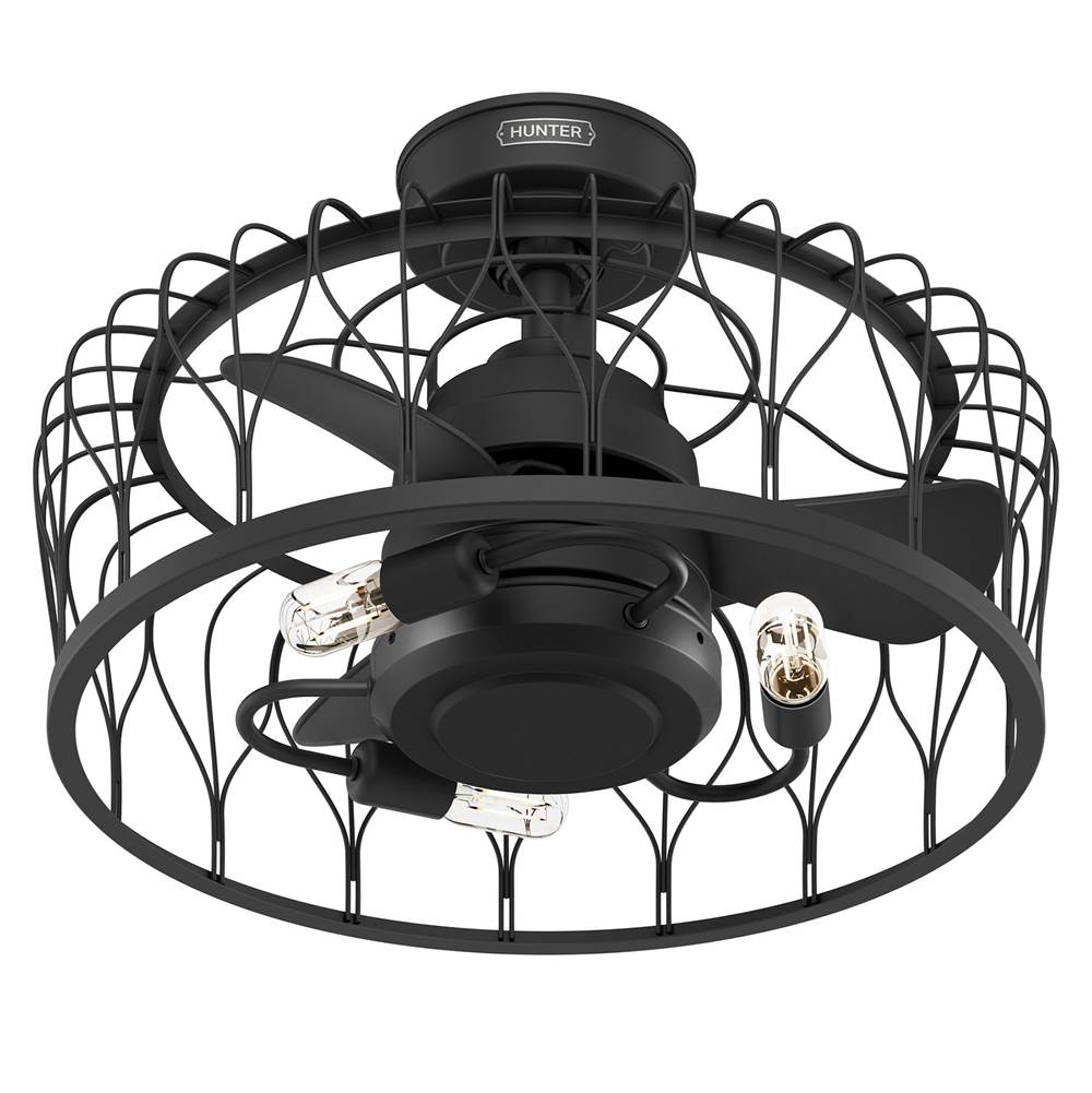 Hunter 52969 Matte Black 20 Inch Rotonda Matte Black Ceiling Fan With Led Light Kit And Handheld Remote Image 4