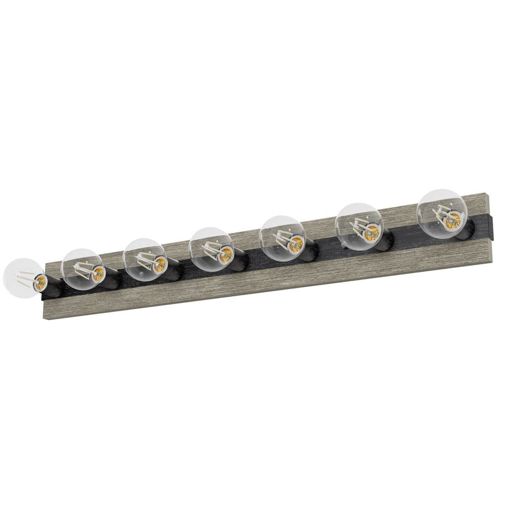Hunter 13052 Brushed Iron,Barnwood Donelson Brushed Iron And Barnwood 7 Light Vanity Wall Light Fixture Image 1