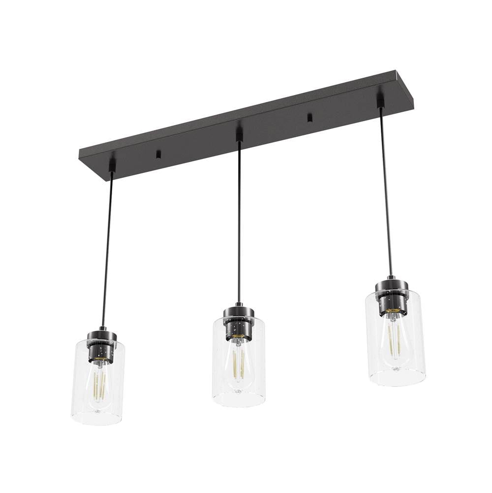 Hunter 13070 Noble Bronze Hartland Noble Bronze With Seeded Glass 3 Light Cluster Ceiling Light Fixture Image 7