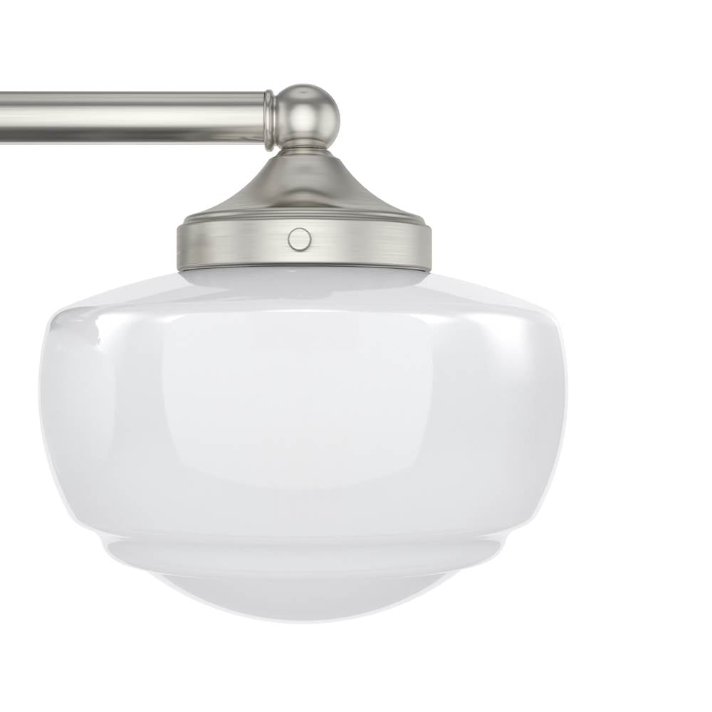 Hunter 19460 Brushed Nickel Saddle Creek Shiny Cased White Glass 3 Light Vanity Image 2