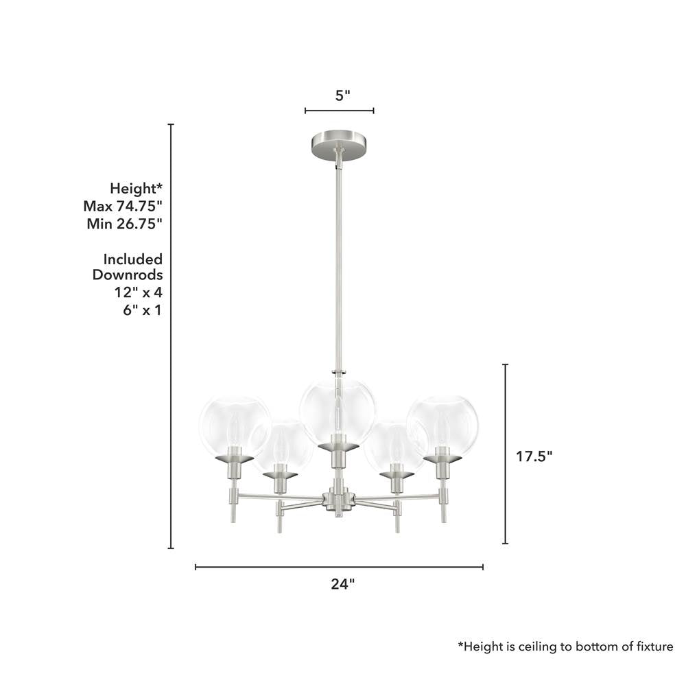 Hunter 19742 Brushed Nickel Xidane 5 Light Chandelier Image 2