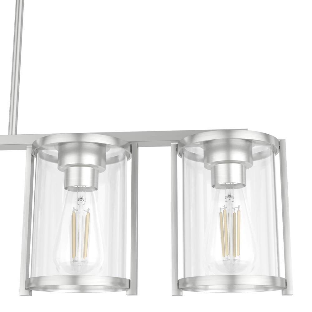 Hunter Astwood Brushed Nickel With Clear Glass 5 Light Chandelier Ceiling Light Fixture
