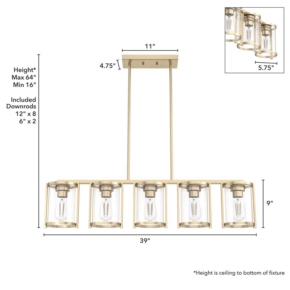 Hunter 48014 Alturas Gold Astwood Alturas Gold With Clear Glass 5 Light Chandelier Ceiling Light Fixture Image 4