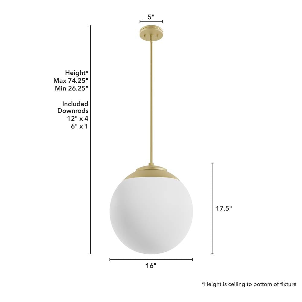 Hunter 19850 Painted Modern Brass Hepburn Painted Modern Brass With Cased White Glass 3 Light Pendant Ceiling Light Fixture Image 4
